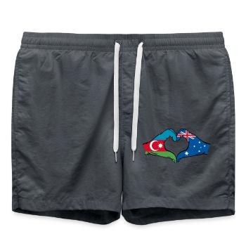 Azerbaijan Australia Flag Heart Shape - Swim Trunks - anthracite - Front - AI Model Male 185 light (185cm)