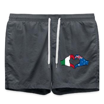 Italie Australie Drapeau Coeur Forme - Short de bain - charbon - Devant - AI Model Male 185 light (185cm)