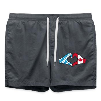 Mains du drapeau du Canada de la Bavière en forme de coeur - Short de bain - charbon - Devant - AI Model Male 185 light (185cm)