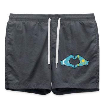 Ouïghours Kazakhstan drapeau mains forme coeur - Short de bain - charbon - Devant - AI Model Male 185 light (185cm)