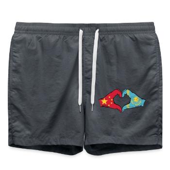 Chine Kazakhstan drapeau mains coeur forme utilisé - Short de bain - charbon - Devant - AI Model Male 185 light (185cm)