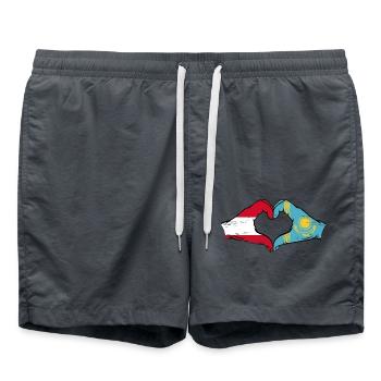 Autriche Kazakhstan Drapeau Mains Coeur Forme Utilisé - Short de bain - charbon - Devant - AI Model Male 185 light (185cm)