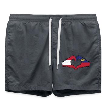 Autriche Liechtenstein Drapeau Mains Coeur Utilisé - Short de bain - charbon - Devant - AI Model Male 185 light (185cm)