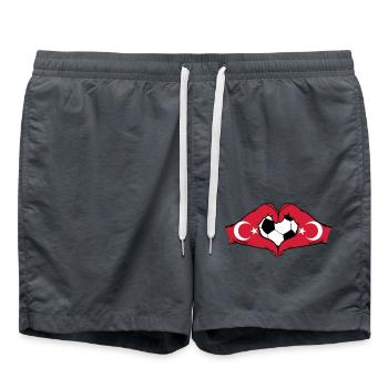 Turkey Football Flag Hands Heart Shape - Swim Trunks - anthracite - Front - AI Model Male 185 light (185cm)