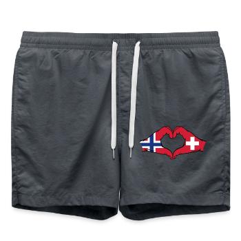 Norway Switzerland Flag Hands Heart Shape - Swim Trunks - anthracite - Front - AI Model Male 185 light (185cm)