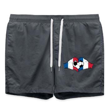 Frankreich Fußball Flagge Hände Herzform used - Badeshorts - Anthrazit - Vorne - AI Model Male 185 light (185cm)