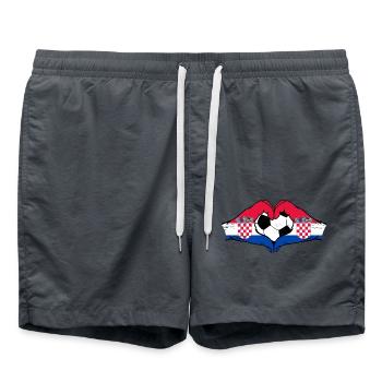 Kroatien Fußball Flagge Hände Herzform used - Badeshorts - Anthrazit - Vorne - AI Model Male 185 light (185cm)