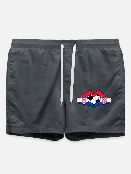 Kroatien Fußball Flagge Hände Herzform used - Badeshorts - Anthrazit