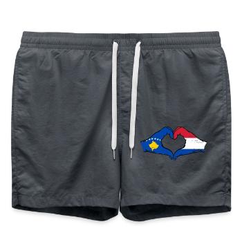 Kosovo Hollande drapeau mains forme de coeur utilisé - Short de bain - charbon - Devant - AI Model Male 185 light (185cm)