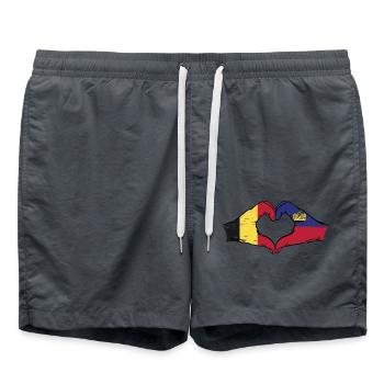 Belgien Liechtenstein Flagge Hände Herzform used - Badeshorts - Anthrazit - Vorne - AI Model Male 185 light (185cm)