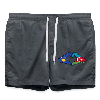 Kosovo Aserbaidschan Flagge Hände Herzform - Badeshorts - Anthrazit - Vorne - AI Model Male 185 light (185cm)