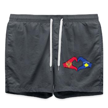 Montenegro Kosovo flag hands heart shape used - Swim Trunks - anthracite - Front - AI Model Male 185 light (185cm)