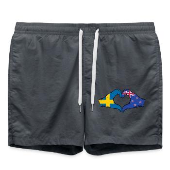 Schweden Neuseeland Flagge Hände Herzform - Badeshorts - Anthrazit - Vorne - AI Model Male 185 light (185cm)