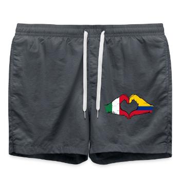 Italie Colombie drapeau mains coeur utilisé - Short de bain - charbon - Devant - AI Model Male 185 light (185cm)