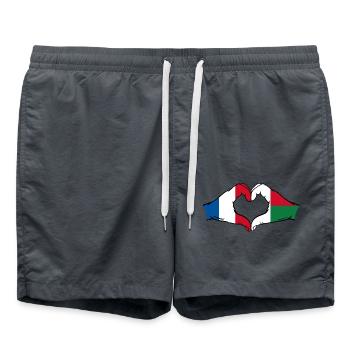 France Madagascar Drapeau Mains Coeur - Short de bain - charbon - Devant - AI Model Male 185 light (185cm)