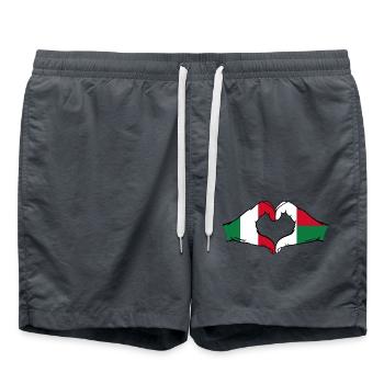 Italie Madagascar Drapeau Mains Coeur Forme - Short de bain - charbon - Devant - AI Model Male 185 light (185cm)