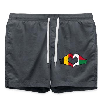 Belgien Madagaskar Flagge Hände Herzform used - Badeshorts - Anthrazit - Vorne - AI Model Male 185 light (185cm)