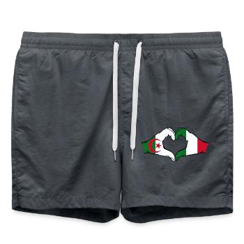 Algérie Italie Drapeau Mains Coeur Forme - Short de bain - charbon - Devant - AI Model Male 185 light (185cm)