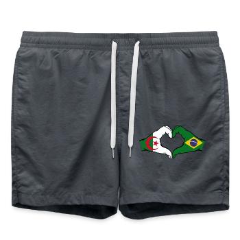 Algérie Brésil Drapeau Mains Coeur Forme - Short de bain - charbon - Devant - AI Model Male 185 light (185cm)