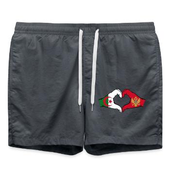 Algerien Montenegro Flagge Hände Herzform - Badeshorts - Anthrazit - Vorne - AI Model Male 185 light (185cm)