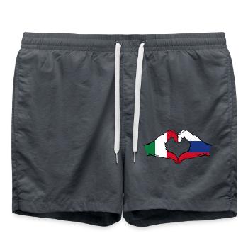 Italie Russie mains en forme de cœur - Short de bain - charbon - Devant - AI Model Male 185 light (185cm)
