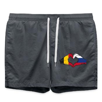 Belgium Russia hands heart shape used - Swim Trunks - anthracite - Front - AI Model Male 185 light (185cm)