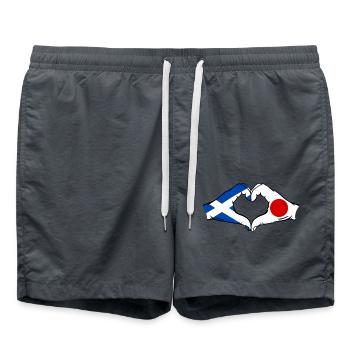 Ecosse Japon Mains Coeur Forme - Short de bain - charbon - Devant - AI Model Male 185 light (185cm)