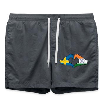 Suède Inde Mains Forme de Coeur Utilisé - Short de bain - charbon - Devant - AI Model Male 185 light (185cm)