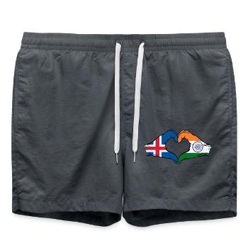 Iceland India hands heart shape used - Swim Trunks - anthracite - Front - AI Model Male 185 light (185cm)
