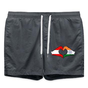 Autriche Inde mains forme de coeur - Short de bain - charbon - Devant - AI Model Male 185 light (185cm)