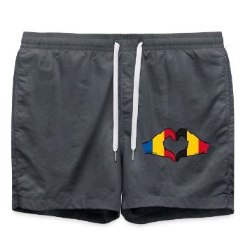 Roumanie Belgique mains forme de coeur - Short de bain - charbon - Devant - AI Model Male 185 light (185cm)
