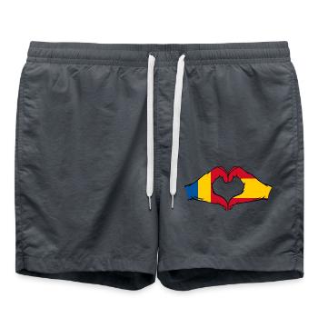Roumanie Espagne mains forme de cœur - Short de bain - charbon - Devant - AI Model Male 185 light (185cm)