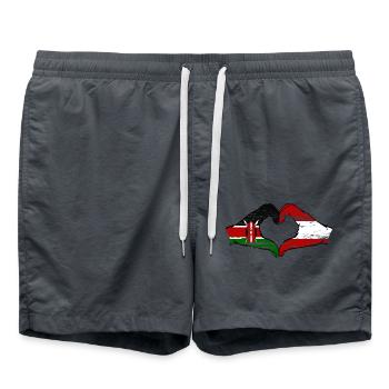 Kenia Österreich Hände Herzform used - Badeshorts - Anthrazit - Vorne - AI Model Male 185 light (185cm)
