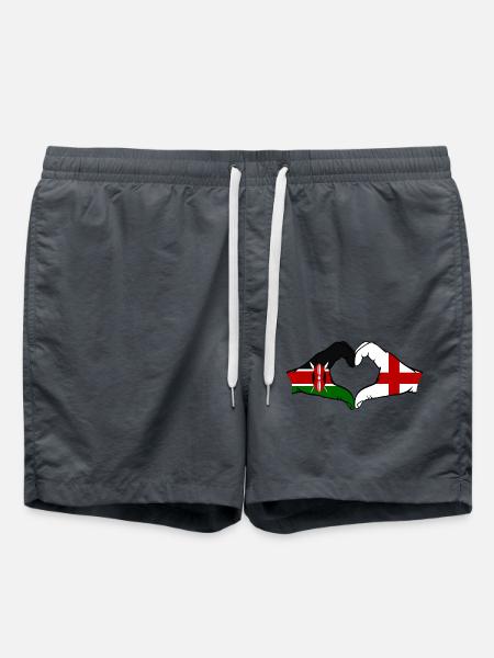 Kenya England Hands Heart Shape - Swim Trunks - anthracite