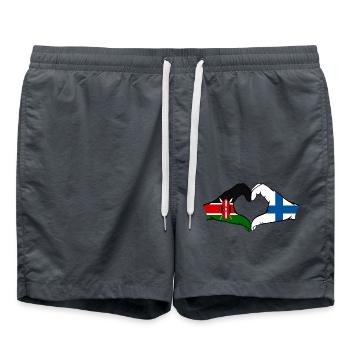 Kenia Finnland Hände Herzform - Badeshorts - Anthrazit - Vorne - AI Model Male 185 light (185cm)