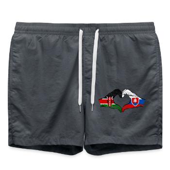 Kenia Slowakei Hände Herzform used - Badeshorts - Anthrazit - Vorne - AI Model Male 185 light (185cm)