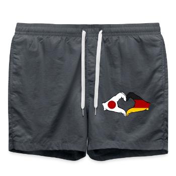 Japan Deutschland Hände Herzform - Badeshorts - Anthrazit - Vorne - AI Model Male 185 light (185cm)