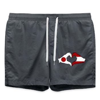 Japon Autriche Mains Forme de Coeur - Short de bain - charbon - Devant - AI Model Male 185 light (185cm)