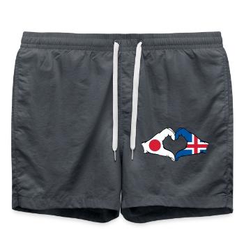 Japon Islande mains forme de cœur - Short de bain - charbon - Devant - AI Model Male 185 light (185cm)