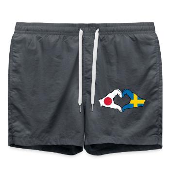 Japan Sweden hands heart shape - Swim Trunks - anthracite - Front - AI Model Male 185 light (185cm)