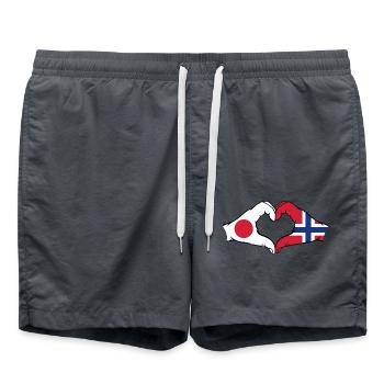Japon Norvège mains forme de coeur - Short de bain - charbon - Devant - AI Model Male 185 light (185cm)