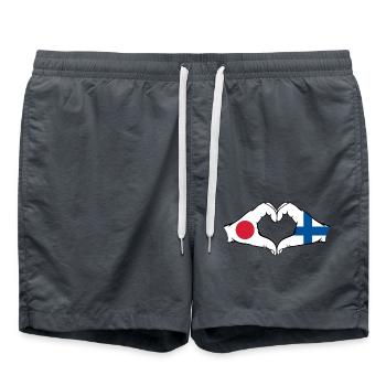 Japon Finlande mains en forme de coeur - Short de bain - charbon - Devant - AI Model Male 185 light (185cm)
