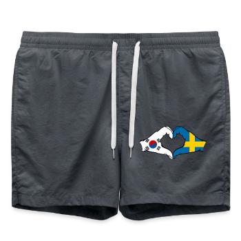 Corée du Sud Suède Mains Forme De Coeur - Short de bain - charbon - Devant - AI Model Male 185 light (185cm)