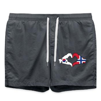 South Korea Norway Hands Heart Shape - Swim Trunks - anthracite - Front - AI Model Male 185 light (185cm)