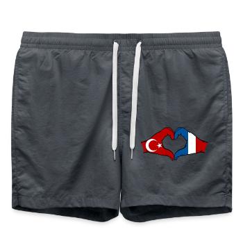 Turkey France Hands Heart Shape - Swim Trunks - anthracite - Front - AI Model Male 185 light (185cm)
