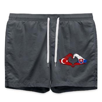 Türkei Slowakei Hände Herzform used - Badeshorts - Anthrazit - Vorne - AI Model Male 185 light (185cm)