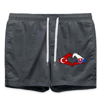 Türkei Slowakei Hände Herzform - Badeshorts - Anthrazit - Vorne - AI Model Male 185 light (185cm)