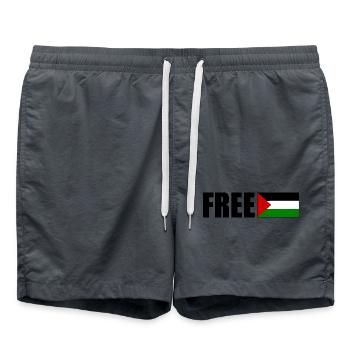 Free palestine - Short de bain - charbon - Devant - AI Model Male 185 light (185cm)