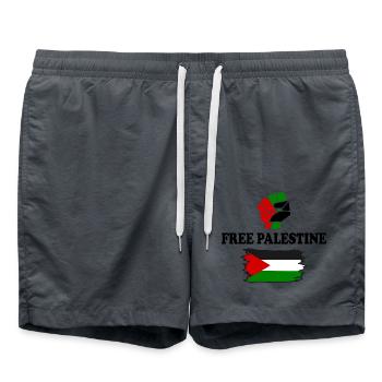 Free palestine - Short de bain - charbon - Devant - AI Model Male 185 light (185cm)