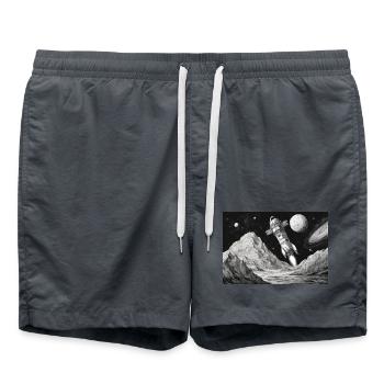 Rocket Moon Départ Future Mars science-fiction - Short de bain - charbon - Devant - AI Model Male 185 light (185cm)